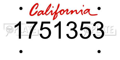 1751353 California License Plate