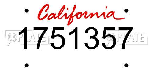 1751357 California License Plate