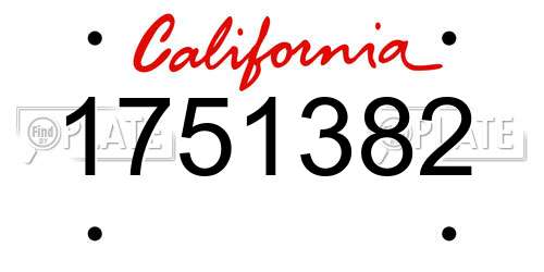 1751382 California License Plate