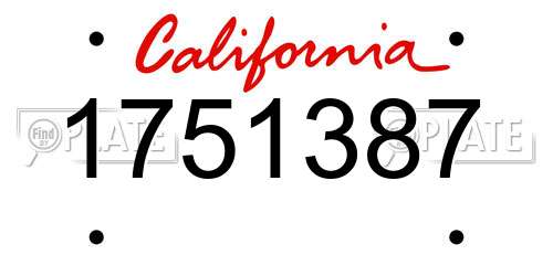 1751387 California License Plate