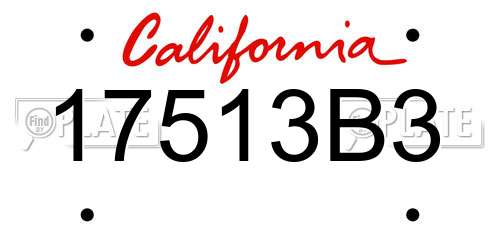 17513B3 California License Plate