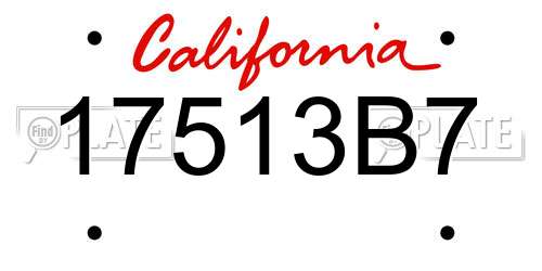 17513B7 California License Plate