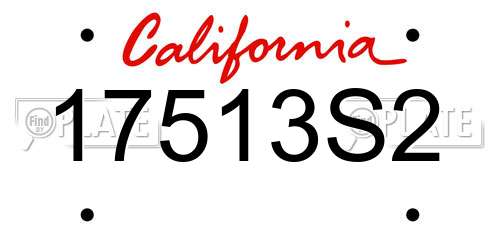 17513S2 California License Plate