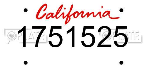 1751525 California License Plate