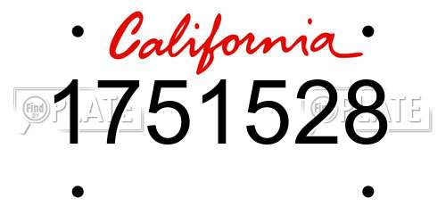 1751528 California License Plate