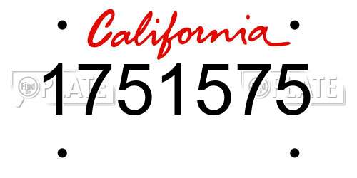1751575 California License Plate