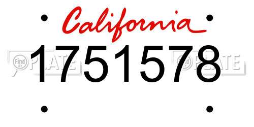 1751578 California License Plate