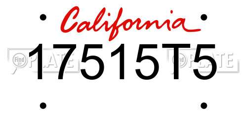17515T5 California License Plate