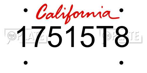 17515T8 California License Plate