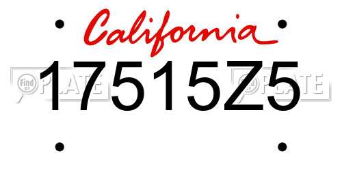 17515Z5 California License Plate