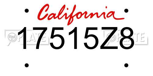 17515Z8 California License Plate