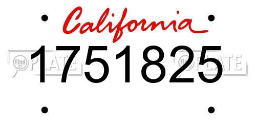 1751825 California License Plate