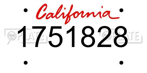 1751828 California License Plate