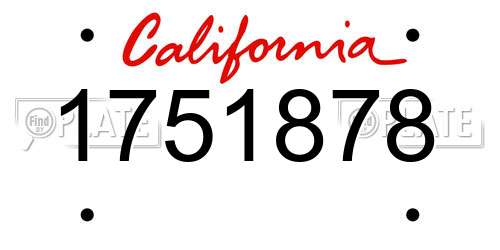 1751878 California License Plate