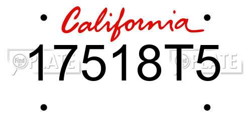17518T5 California License Plate