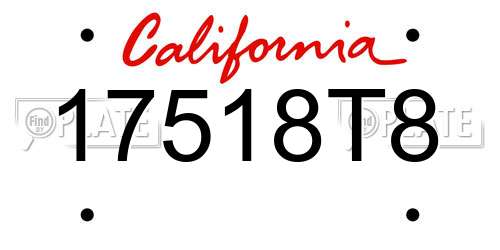 17518T8 California License Plate