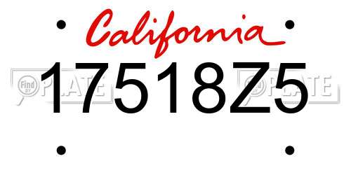 17518Z5 California License Plate