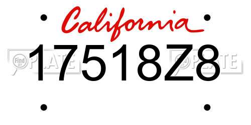 17518Z8 California License Plate