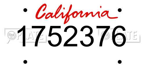 1752376 California License Plate