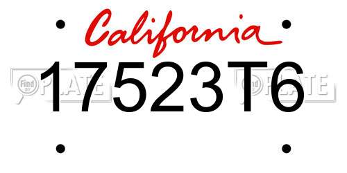 17523T6 California License Plate