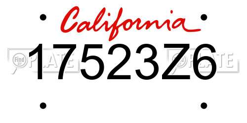 17523Z6 California License Plate