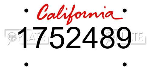 1752489 California License Plate