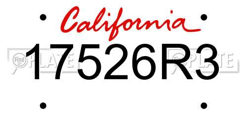 17526R3 California License Plate