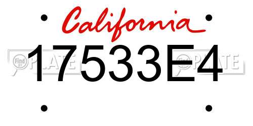 17533E4 California License Plate