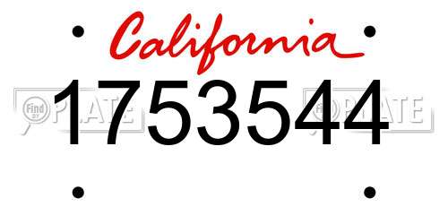 1753544 California License Plate