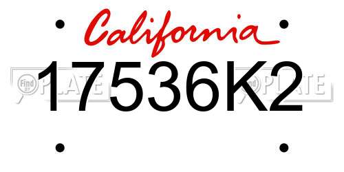 17536K2 California License Plate