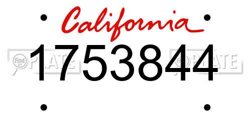 1753844 California License Plate