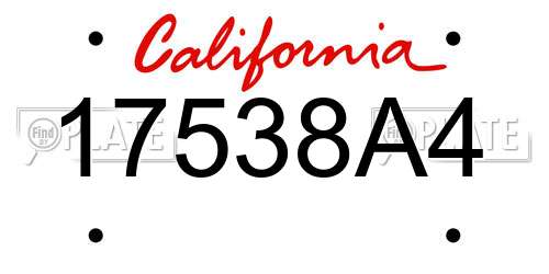17538A4 California License Plate