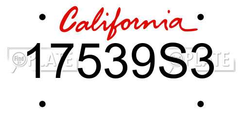 17539S3 California License Plate