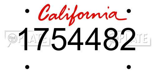 1754482 California License Plate