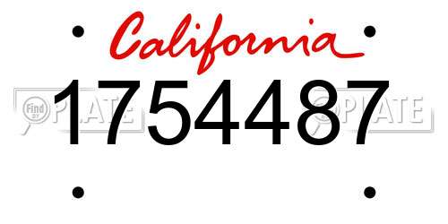 1754487 California License Plate