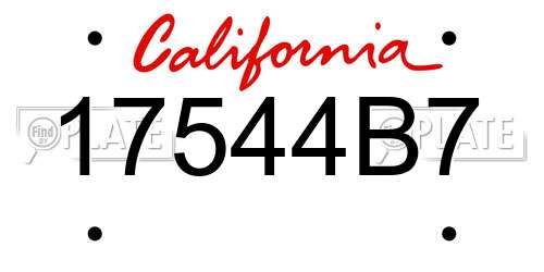 17544B7 California License Plate