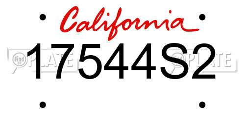 17544S2 California License Plate