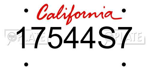 17544S7 California License Plate