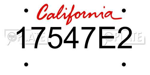 17547E2 California License Plate