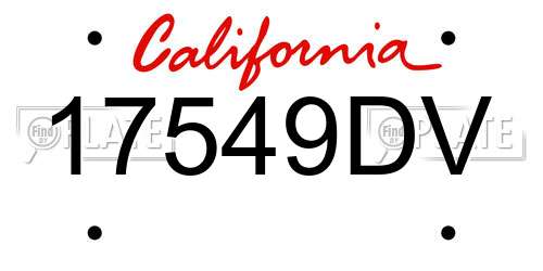 17549DV California License Plate