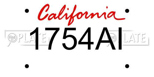 1754AI California License Plate