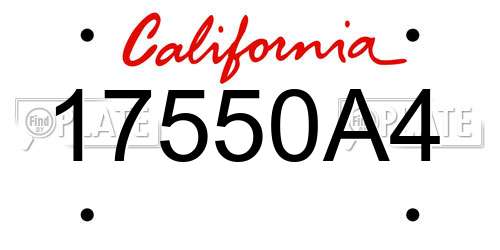 17550A4 California License Plate