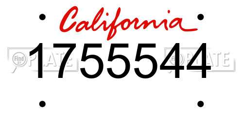 1755544 California License Plate