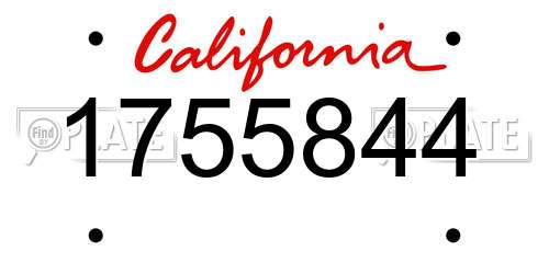 1755844 California License Plate