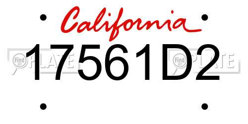 17561D2 California License Plate