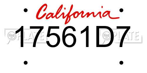 17561D7 California License Plate