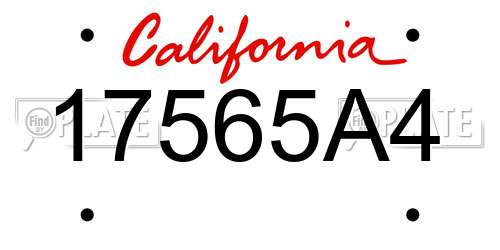 17565A4 California License Plate