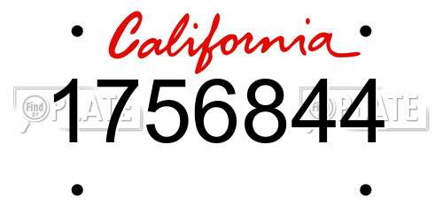 1756844 California License Plate