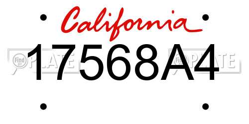 17568A4 California License Plate