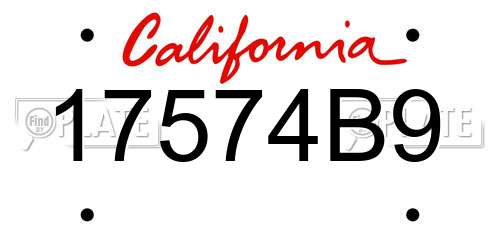 17574B9 California License Plate
